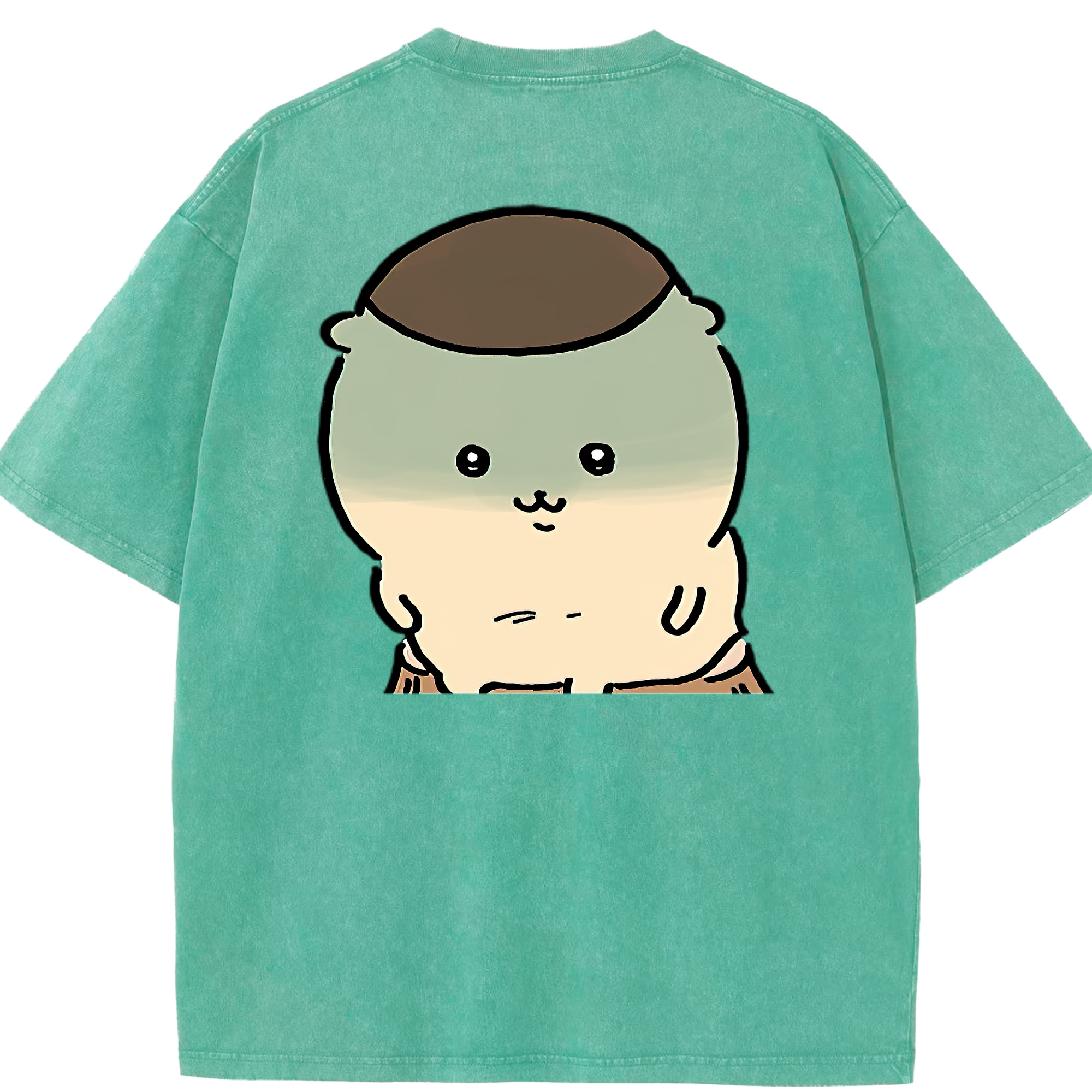 （画像用） ちいかわ くりまんじゅう Chii-kawa kuri manjū 綿100% ヴィンテージ風 半袖Tシャツ（背面プリント）
